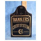 ANTIQUE BANKERS CREDIT SYSTEM METAL WALL POCKET