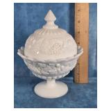 WESTMORELAND MILK GLASS COVERED CANDY DISH