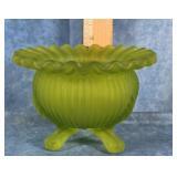 WESTMORELAND GREEN SATIN GLASS GYPSY KETTLE