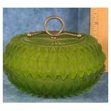 INDIANA GLASS DIAMOND POINT GLASS POWDER DISH