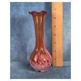LEFTON BLOWN GLASS BUD VASE 6.5" RUFFLED EDGE