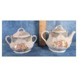 VINTAGE FLORAL PORCELAIN CREAM & SUGAR SET