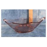DOUBLE HANDLE PINK DEPRESSION BOWL 8.5"