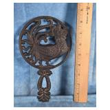 WILTON "R" BLACK CAST IRON ROOSTER TRIVET
