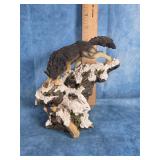 WOLF CHASING SNOWSHOE HARE RABBIT RESIN FIGURINE