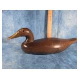 VINTAGE HAND-CARVED WOODEN DUCK DECOY BRASS BILL