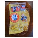 VINTAGE POLITICAL PIN BACK BUTTONS BOX LOT