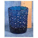 COBALT BLUE DAISY & BUTTON VOTIVE CANDLE HOLDER