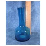 MCM BLUE GLASS VASE 7" TALL