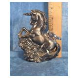 VINTAGE GUN METAL UNICORN TABLE LIGHTER WORKING
