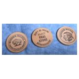 PAUL STONE REPRESENTATIVE WOODEN NICKLE TOKENS