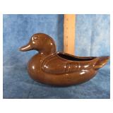 MCM 8.5" CERAMIC POTTERY BROWN DUCK PLANTER