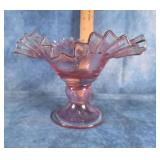 CRANBERRY PINK FENTON FOOTED BOWL RUFFLED EDGE ?