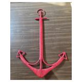 26" RED NAUTICAL ANCHOR WALL DECOR WICKER