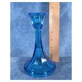 BLUE JEANETTE GLASS CANDLESTICK HOLDER