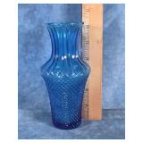 BLUE DIAMOND POINT GLASS FLOWER BUD VASE 6.5"