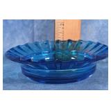 MID-CENTURY OPTIC BLUE PRESSED GLASS ASHTRAY 4.5"