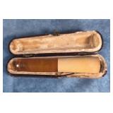 VTG. AMBER BUTTERSCOTCH CIGAR HOLDER W/ CASE