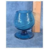 HAND-BLOWN BLUE GLASS BRANDY SNIFTER VASE