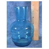 BLUE GLASS ART VASE 6"