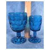 TWO VIKING GEORGIAN BLUENIQUE GLASS GOBLETS