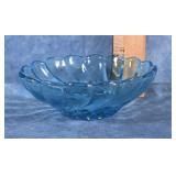 HAZEL ATLAS CAPRI BLUE SEASHELL SWIRL BOWL 5"