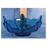 VIKING GLASS 5 POINT BLUE LOTUS BOWL 2.5" TALL