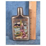 VINTAGE JAPANESE SOUVENIR METAL HIP FLASK