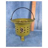 GREEN ENAMLED FRENCH TEALIGHT COFFEE POT WARMER