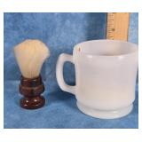 VTG. FULLER SHAVING BRUSH & MILK GLASS SHAVING MUG