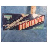 T.O. TOMASELLO "DOMINATOR" TIN SIGN 12" x 4.5"