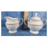 LENOX FEDERAL PLATINUM BONE CHINA CREAMER & SUGAR