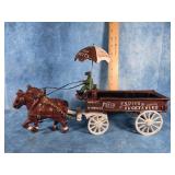 CAST IRON HORSE-DRAWN VEGTABLE PEDDLER