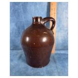 ANTIQUE BROWN-GLAZED STONEWARE JUG 8"