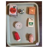 VINTAGE CELLULOID TAPE MEASURE BOX LOT