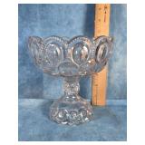 L.E. SMITH MOON AND STARS GLASS PEDESTAL BOWL