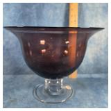 LARGE PURPLE CENTERPIECE BOWL 8" TALL 10.5 DIA