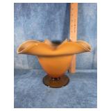 ORANGE TANGO GLASS STYLE PEDESTAL BOWL