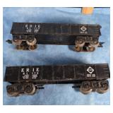 2 MARX ERIE GONDOLA TRAIN CARS