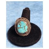 STERLING SILVER TURQUOISE RING SIZE 9