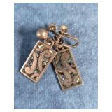 STERLING SILVER INLAID ABALONE EARRINGS MEXICO
