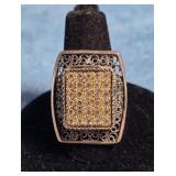 STERLING SILVER RECTANGULAR FILIGREE RING SIZE 6.5