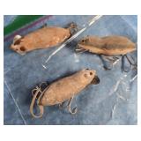 3 VTG. HEDDON MEADOW MOUSE FISHING LURES