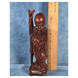 VTG. HAND-CARVED WOODEN SHOU LAO FUIGURE
