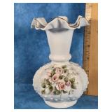 LEFTON CHINA HOBNAIL VASE LITTLE DAMAGE TO FLOWER