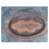 PINK DEPRESSION GLASS TRAY 8.5" x 5"