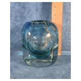 MURANO  ART GLASS SOMMERSO CUBE VASE
