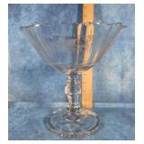 ETCHED CRYSTAL PEDESTAL COMPOTE