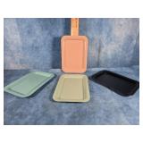 FOUR VTG. SOCIAL SUPPER TRAYS 6.5" x 5"