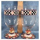 TWO ARTLAND MEREDITH ROSE 6 7/8" GLASS GOBLETS